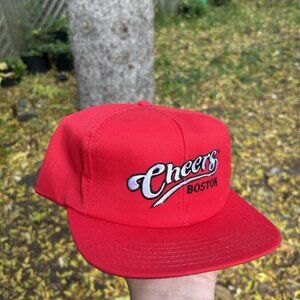 Vintage 90s snapback hat cap cheers Boston television show promo USA made red